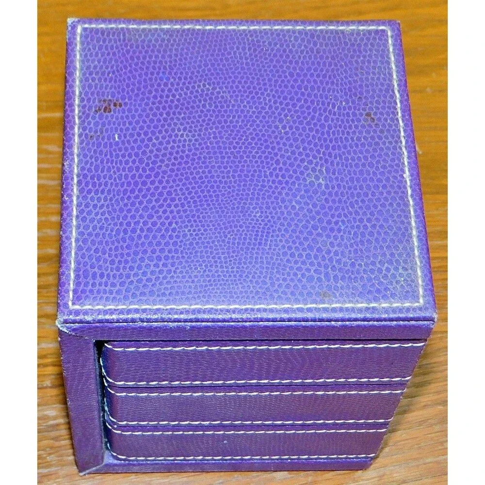 Vintage Faux Leather Purple Jewelry Box
